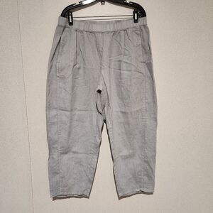 Eileen Fisher Straight Leg Organic Linen Pants Large Gray